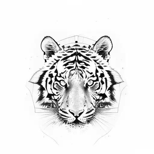 tiger head with neck tattoo design idea
