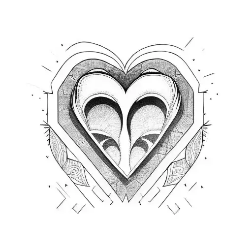 broken heart down middle tattoo design idea
