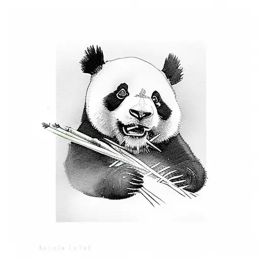 panda sitting eating bamboo tattoo design idea