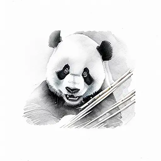 panda eating bamboo tattoo design idea