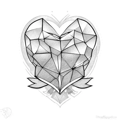 broken heart down middle tattoo design idea