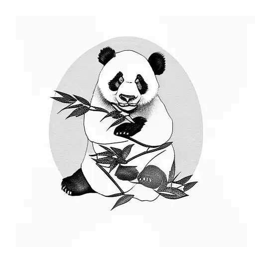 panda eating bamboo tattoo design idea