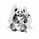 panda sitting eating bamboo tattoo design idea