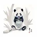 panda sitting eating bamboo tattoo design idea