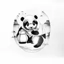 panda sitting eating bamboo tattoo design idea