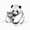 panda sitting eating bamboo tattoo design idea