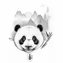 panda sitting eating bamboo tattoo design idea