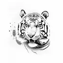 tiger head half panda head with neck tattoo design idea