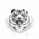 tiger head half panda head with neck tattoo design idea