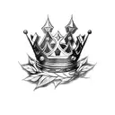 3 point simple king crown with leaves on sides not touching the crown tattoo design idea
