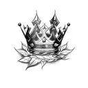 3 point simple king crown with leaves on sides not touching the crown tattoo design idea