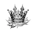 3 point simple king crown with leaves on sides not touching the crown tattoo design idea