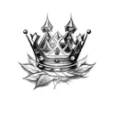 3 point simple king crown with leaves on sides not touching the crown tattoo design idea