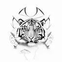 tiger and pand heads tattoo design idea