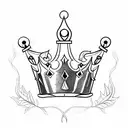 3 point simple king crown with leaves on sides not touching the crown tattoo design idea