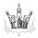 3 point simple king crown with leaves on sides not touching the crown tattoo design idea