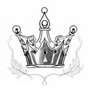 3 point simple king crown with leaves on sides not touching the crown tattoo design idea