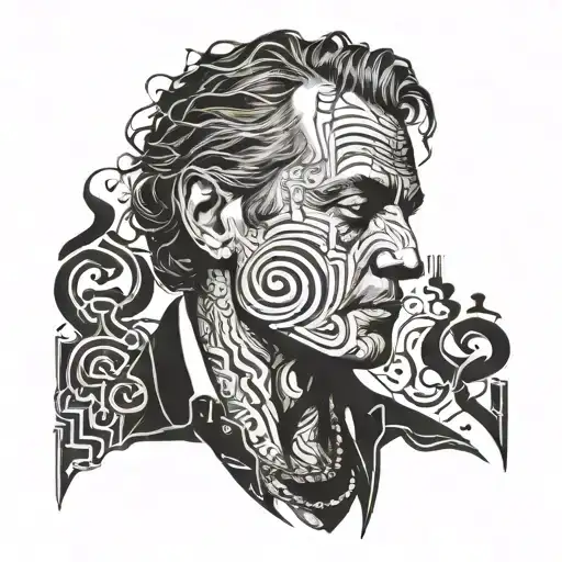 A portrait of Rod Wave with subtle references to his music lyrics incorporated into the design tattoo design idea