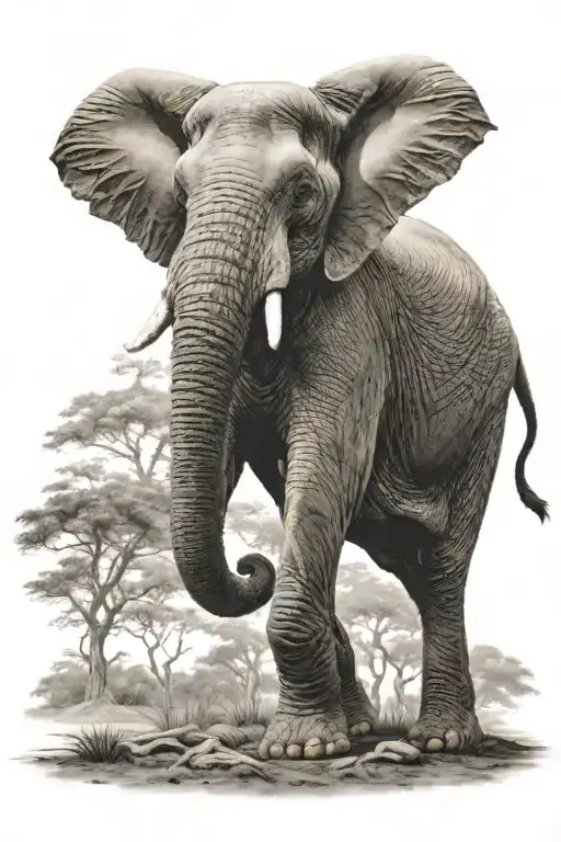 elephant standing on its hind legs with its trunk raised to the sky tattoo design idea