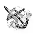 Anchor being broken by ax tattoo design idea