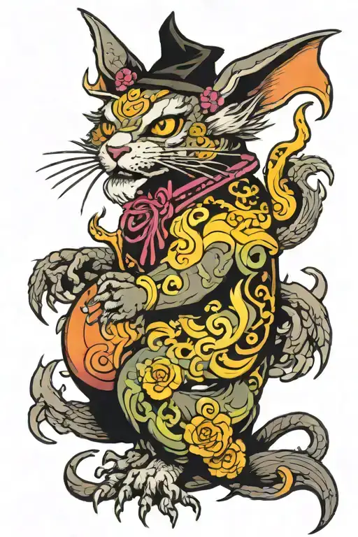 Spooky Mythical Witchy Animal tattoo design idea