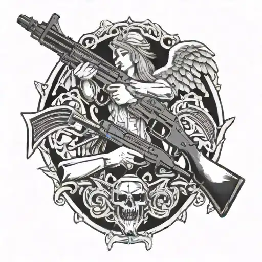 chuky bars guns angels tattoo design idea