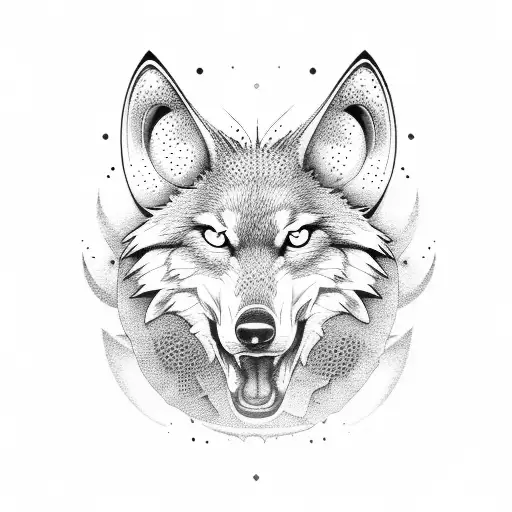 golf clubs golf ball wolf tattoo design idea