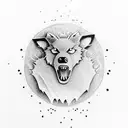 golf clubs golf ball wolf tattoo design idea