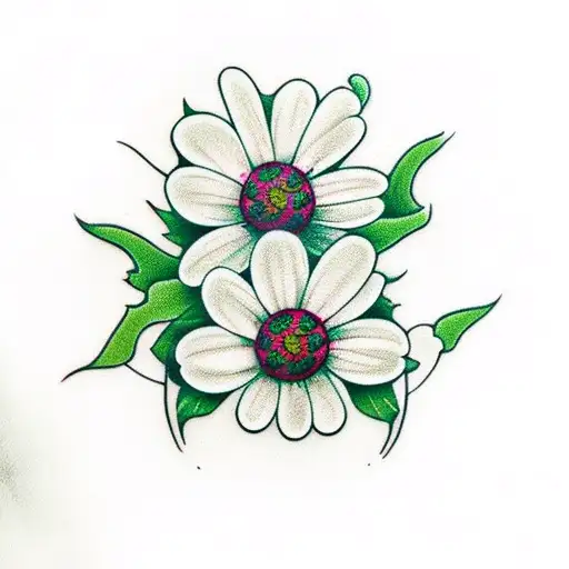 long vine of poison ivy  that turns into daisy tattoo design idea