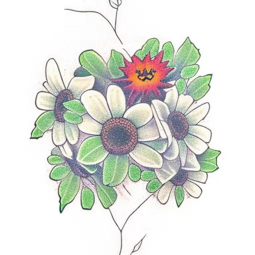 poison ivy vine that turns into daisy tattoo design idea
