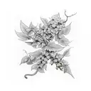 long vine of poison ivy  growing flowers tattoo design idea