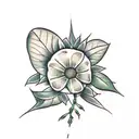long vine of poison ivy  that turns into daisy tattoo design idea