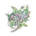 long vine of poison ivy  growing flowers tattoo design idea