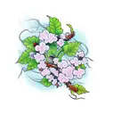 long vine of poison ivy  growing flowers tattoo design idea