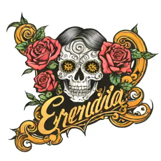 erendira in cali graff lettering and roses around it tattoo design idea