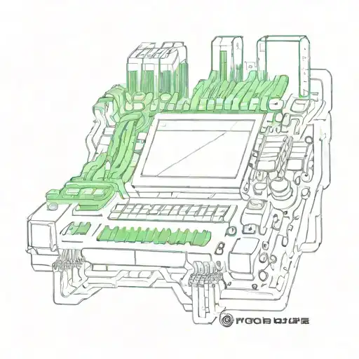 A sketch style tattoo of a computer motherboard with a hidden message in binary code tattoo design idea