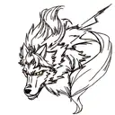aries with alpha Wolf  tattoo design idea