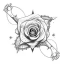  Crossed swords with a wreath of roses tattoo design idea