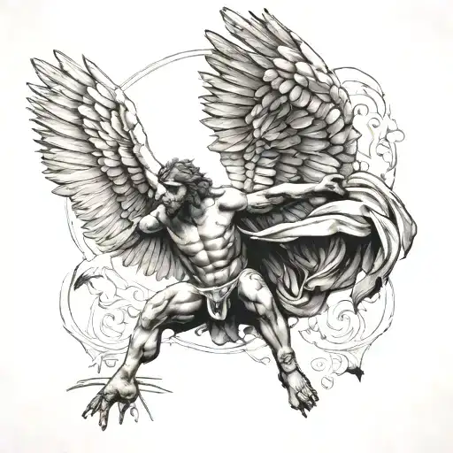 Icarus after surviving a fall tattoo design idea
