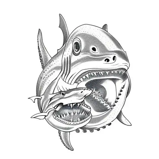 shark octopus turtle in a tank tattoo design idea