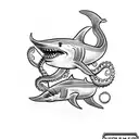 shark octopus turtle tattoo design idea