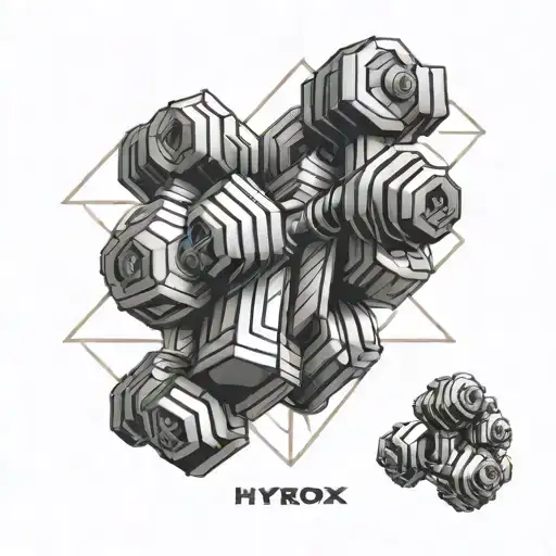 hyrox sport equipment like dumbbells tattoo design idea