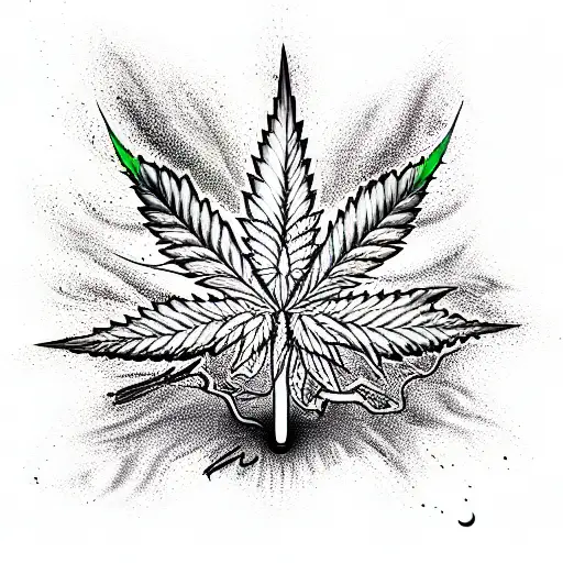 420 weed psychodelic tattoo design idea