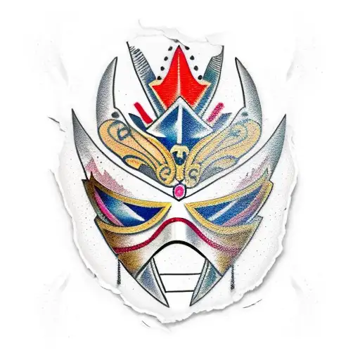 A masquerade style mask with shattered cracks. tattoo design idea