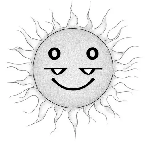 smiley face on a sun  tattoo design idea