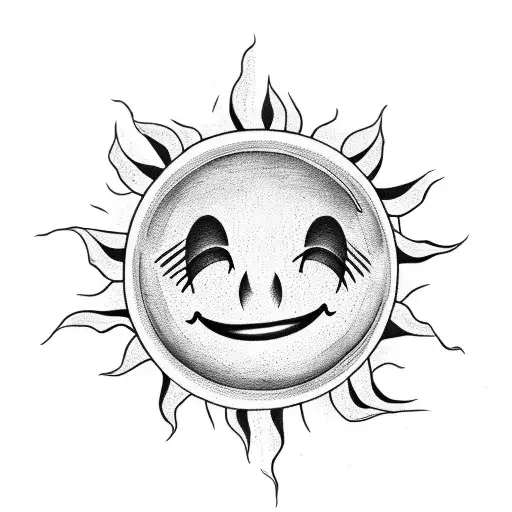 smiley face on a sun  tattoo design idea