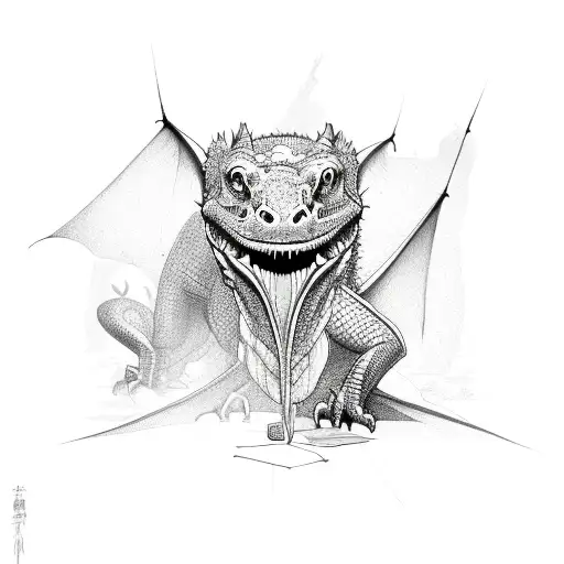 bat, Komodo dragon and viruses tattoo design idea