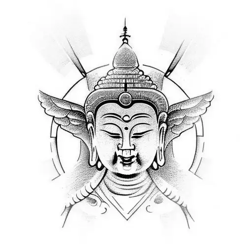 Design a tattoo that incorporates Angels, Buddha, Dharma, Lord Earth, Grandma and Grandpa, and All the Families.  tattoo design idea