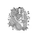 You find yourself standing in a tranquil garden, surrounded by vibrant colors and patterns.  tattoo design idea