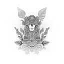 You find yourself standing in a tranquil garden, surrounded by vibrant colors and patterns.  tattoo design idea